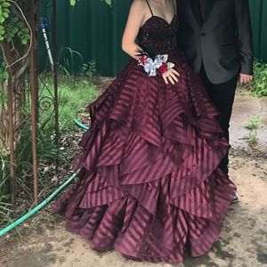 Burgundy/Wine Princess Beaded Ball Gown